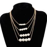 necklace collier femme collares statement Multilayer choker statement jewelry women Simulated Pearl necklaces & pendants