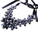 susenstone Vintage Crystal Necklaces & Pendants Crystal Statement Necklace Flower Ribbon Chain Necklace Collar Chain Jewelry Hot