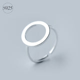 wholesale 100% Real 925 Sterling Silver Open Round Ring Finger Ring adjustable size geometric sterling-silver-jewelry GTLJ655